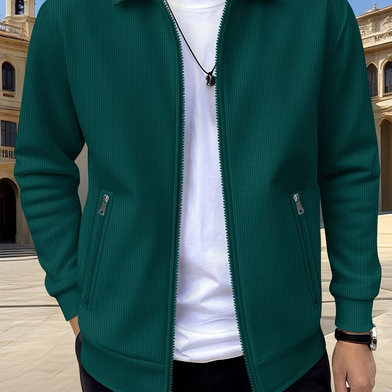 Men's Textured Zip Jacket – Lightweight Modern Casual Layer