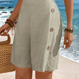 Comfortable Side Button Shorts | Mid-Thigh Summer Essential
