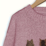 Women's Cat Print Jumper – Novelty Knit Sweater for Cat Lovers