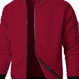Men's Textured Zip-Up Bomber Jacket - Stand-Collar Ribbed Trim