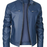 Men's Moto Style Jacket – Stand Collar Casual Biker Outerwear