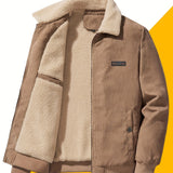 Men's Ribbed Fleece-Lined Jacket – Textured Warm Layering Style