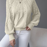 Women's Cable Knit Jumper – Lantern Sleeve Romantic Pullover