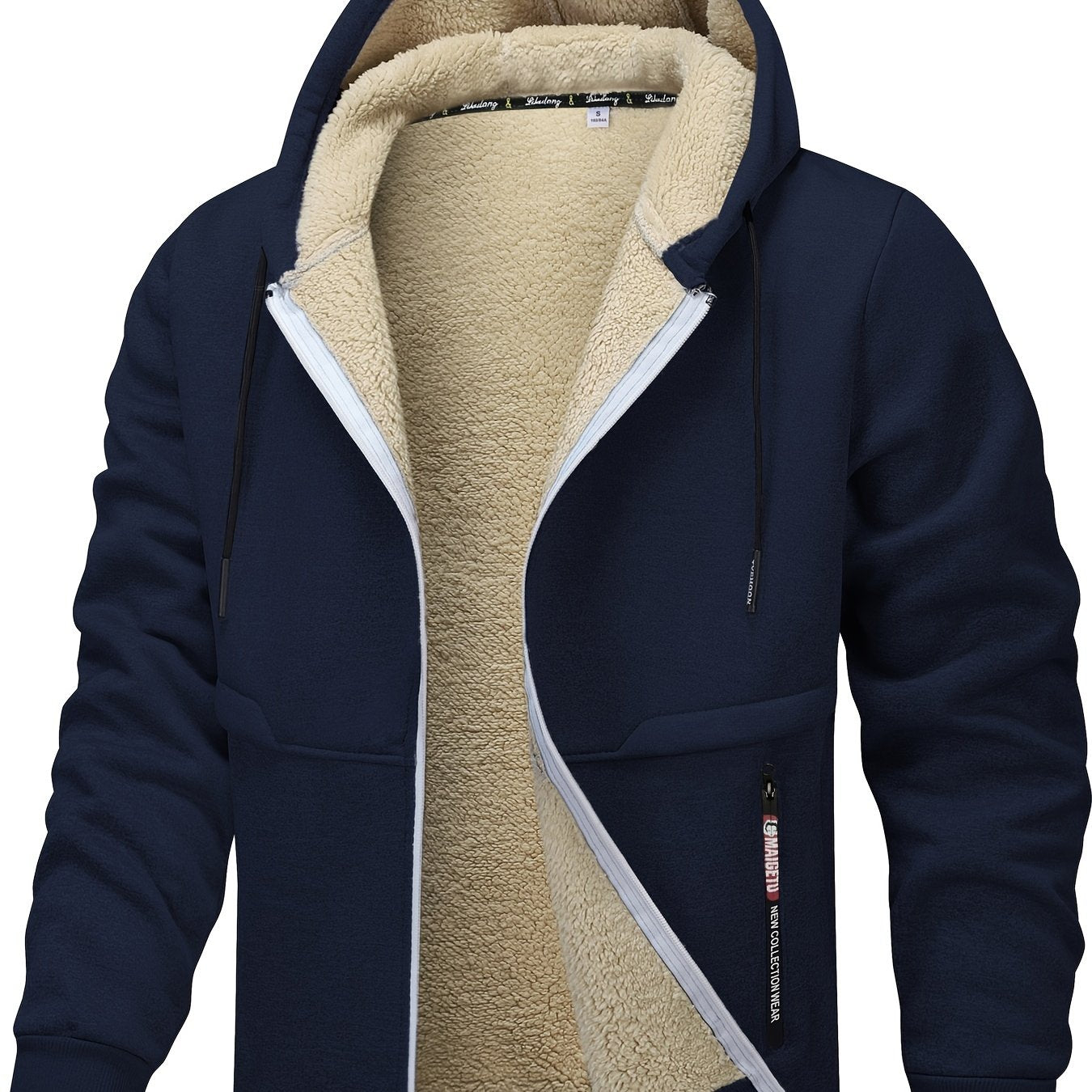 Men's Hooded Fleece-Lined Zip-Up Jacket - Cosy Winter Layer