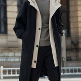 Men's Hooded Overcoat – Long Layered Winter Coat with Hood