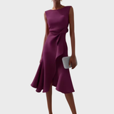 Asymmetric Midi Dress | Draped Elegance with Modern Edge