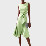 Asymmetric Midi Dress | Draped Elegance with Modern Edge