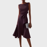 Asymmetric Midi Dress | Draped Elegance with Modern Edge