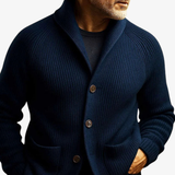 Men's Tailored Button-Front Cardigan - Structured Knit Layer