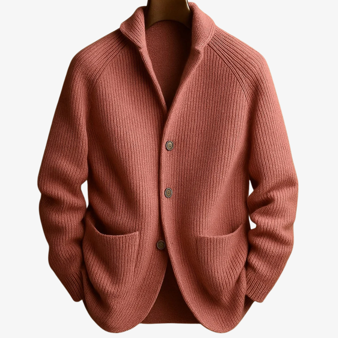 Men's Tailored Button-Front Cardigan - Structured Knit Layer