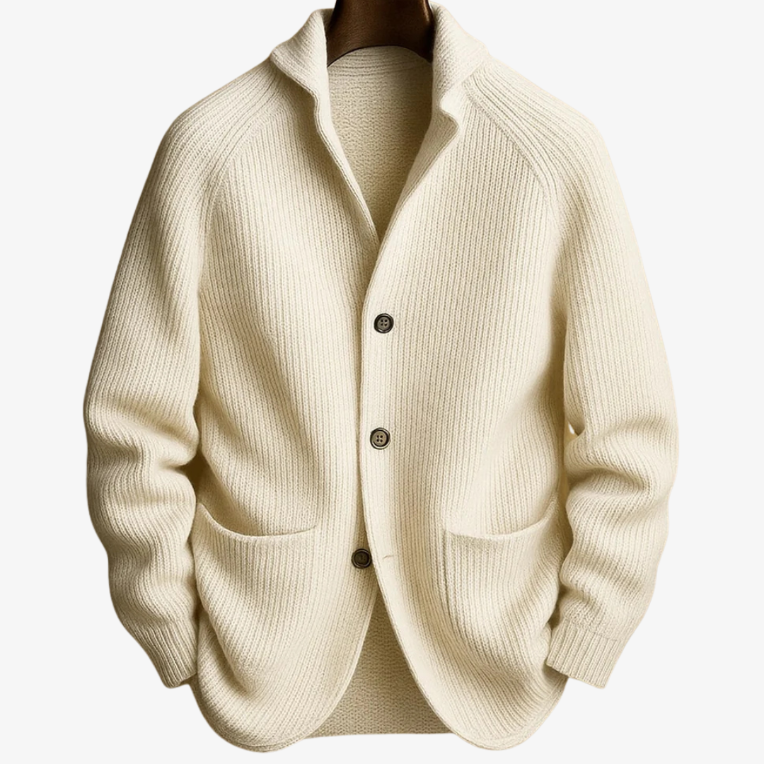 Men's Tailored Button-Front Cardigan - Structured Knit Layer