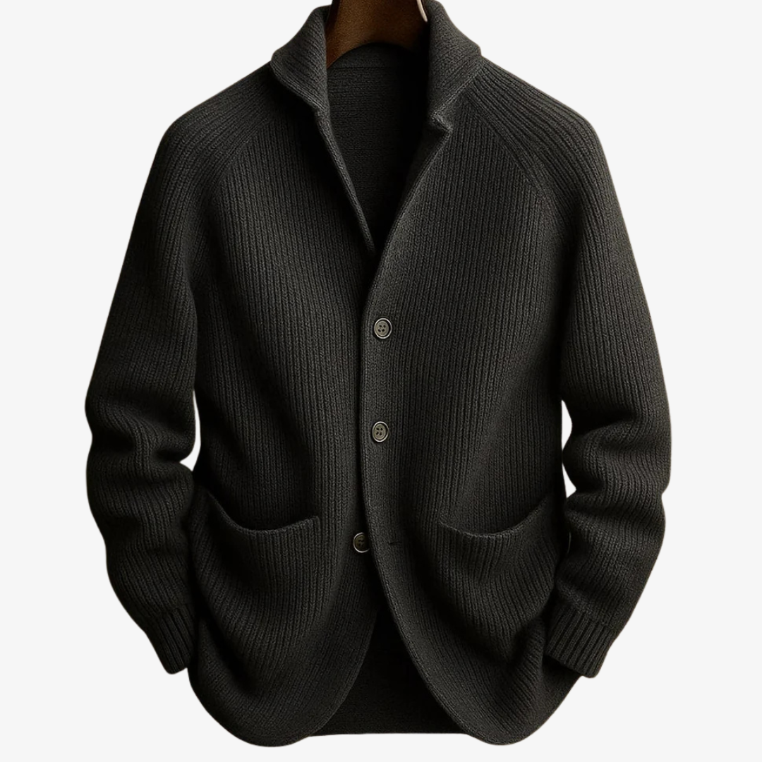 Men's Tailored Button-Front Cardigan - Structured Knit Layer