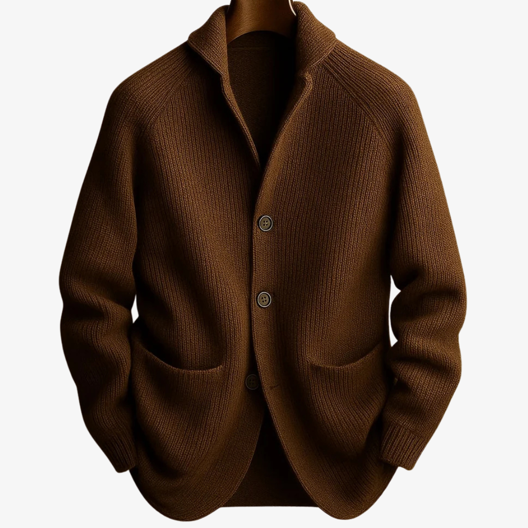 Men's Tailored Button-Front Cardigan - Structured Knit Layer