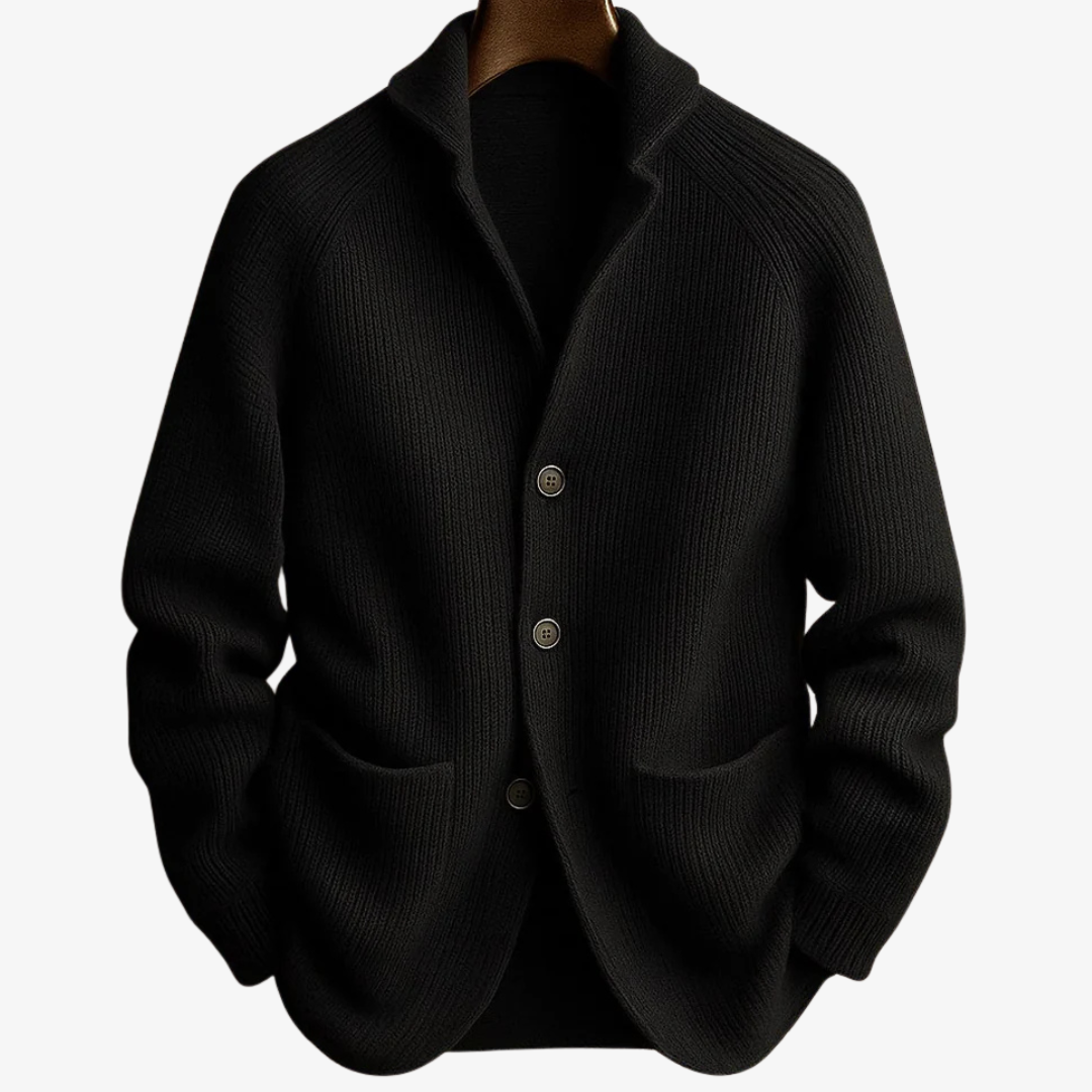 Men's Tailored Button-Front Cardigan - Structured Knit Layer