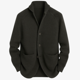 Men's Tailored Button-Front Cardigan - Structured Knit Layer