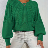 Women's Cable Knit Jumper – Relaxed Fit Chunky Winter Top
