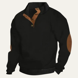 Men's Patterned Fleece Sweater | Premium Comfort with Classic Suede Details