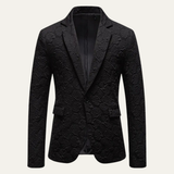 Men's Casual Rose Pattern Blazer | Textured Slim Fit Style