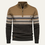 Men's Quarter Zip Cotton Sweater | Classic Fair Isle Comfort & Style