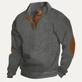 Men's Patterned Fleece Sweater | Premium Comfort with Classic Suede Details