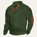 Men's Patterned Fleece Sweater | Premium Comfort with Classic Suede Details