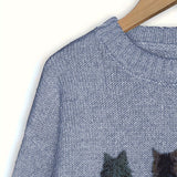 Women's Cat Print Jumper – Novelty Knit Sweater for Cat Lovers