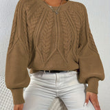 Women's Cable Knit Jumper – Relaxed Fit Chunky Winter Top
