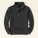 Men's Gray Button Neck Knit Sweater | Premium Comfort, Timeless Style