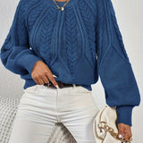 Women's Cable Knit Jumper – Relaxed Fit Chunky Winter Top