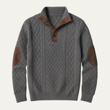 Men's Patterned Fleece Sweater | Premium Comfort with Classic Suede Details