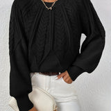 Women's Cable Knit Jumper – Relaxed Fit Chunky Winter Top