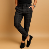 Men's Checked Slim Fit Pants | Smart Casual, All Season Comfort