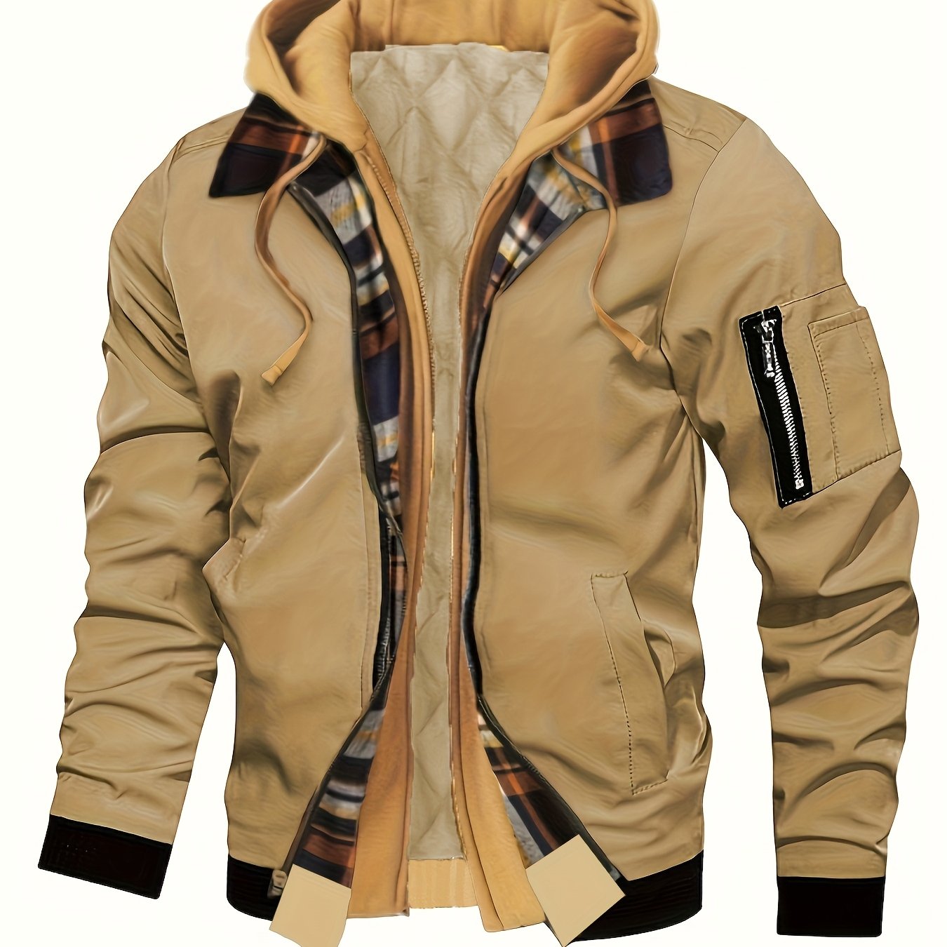 Men's Hooded Zip-Up Jacket – Casual Urban Outerwear for Autumn