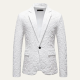 Men's Casual Rose Pattern Blazer | Textured Slim Fit Style