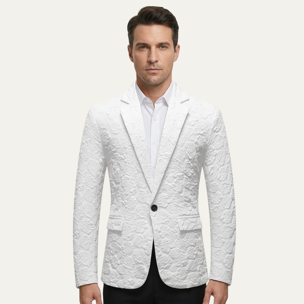 Men's Casual Rose Pattern Blazer | Textured Slim Fit Style