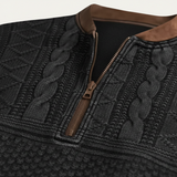 Men's Half Zip Sweater | Classic Comfort with Elbow Patches