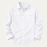 Men's Cargo Shirt | Breathable Cotton Linen, Double Pocket Style