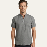 Men's Cotton Linen Henley Shirt | Breathable Casual Style