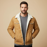Men's Fleece Lined Suede Leather Jacket | Ultimate Winter Warmth & Classic Style