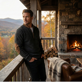 Men's Half Zip Sweater | Classic Comfort with Elbow Patches