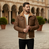 Men's Fleece Lined Suede Leather Jacket | Ultimate Winter Warmth & Classic Style
