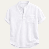 Men's Summer Henley Linen Shirt | Breathable Beach Comfort