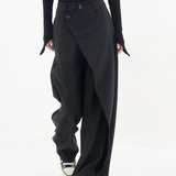 Baggy Trousers with Asymmetric Waistband | Relaxed Fit, Modern Style
