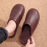 Men's Leather House Shoes Slip On Clogs | Elegant Winter Comfort