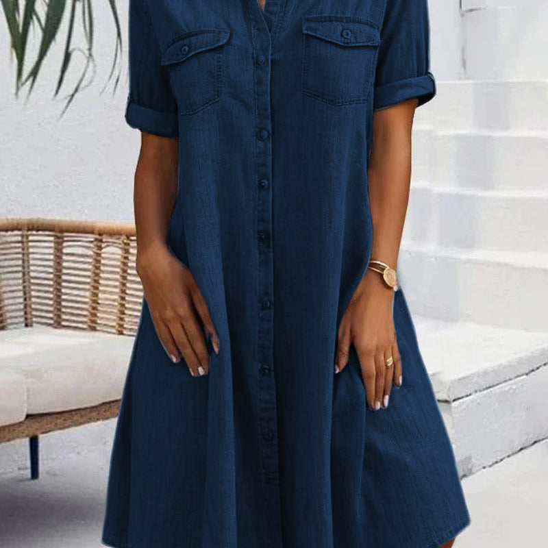 Lightweight Denim Dress | Effortless Button-Down Style