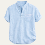 Men's Breathable Henley Linen Shirt | Lightweight Summer Comfort