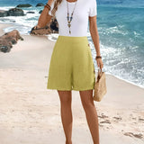 Comfortable Side Button Shorts | Mid-Thigh Summer Essential