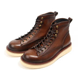 Men's Classic Lace Up Boots - Contrast Sole Ankle Boots