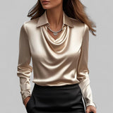 Draped Neck Satin Blouse | Luxurious Comfort, Timeless Sophistication
