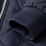 Men's Quilted Bomber Jacket - Fleece-Lined Ribbed Trim Layer